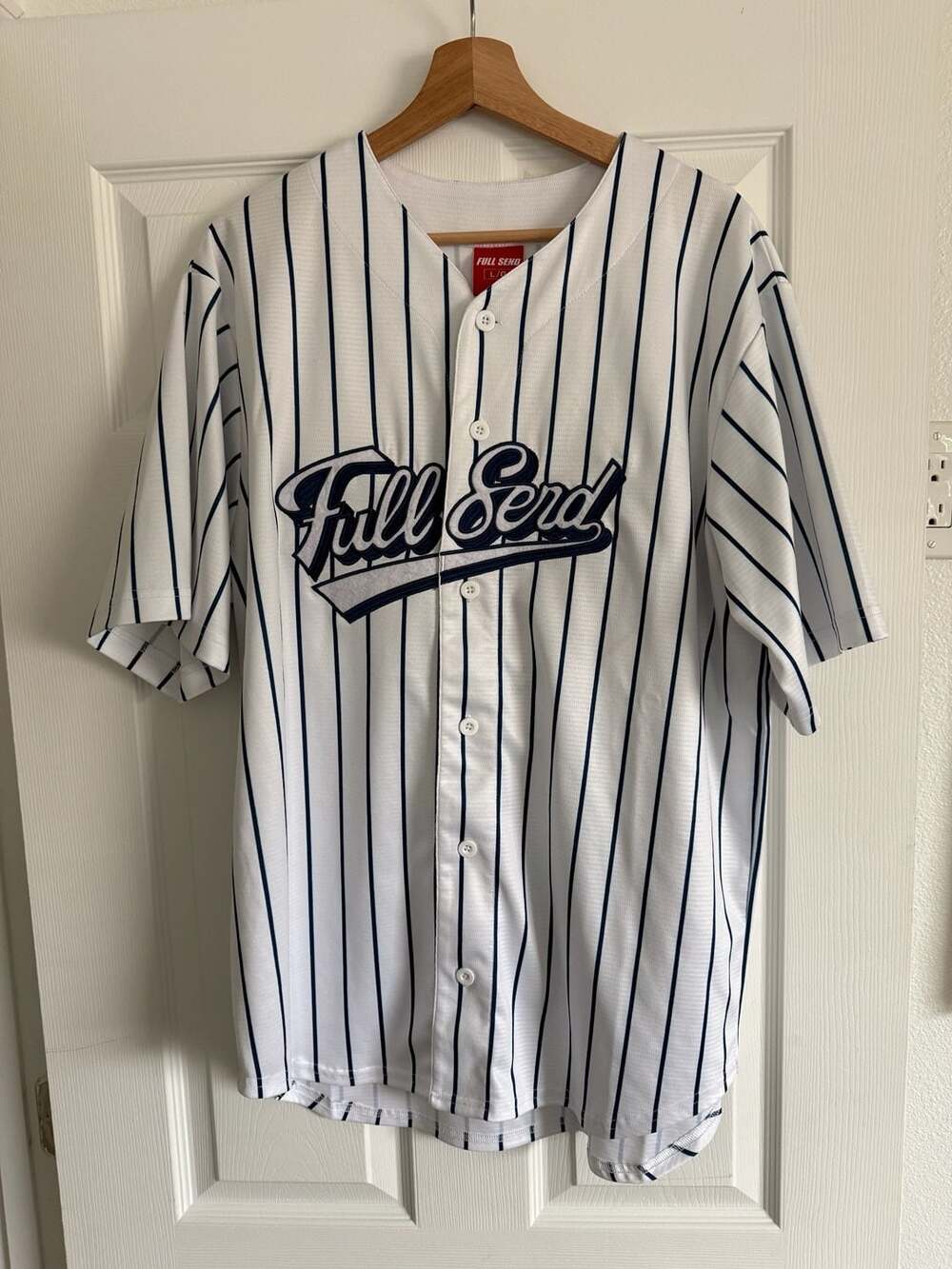 Full Send Nelk Boys 2020 World Series Style White Pinstripe Baseball Jersey